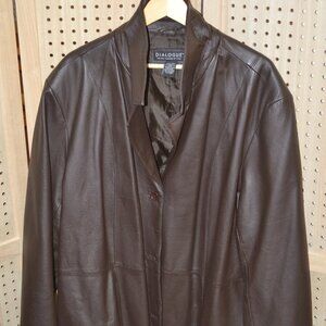 DIALOGUE  Women Brown 100% Leather Jacket size 3X